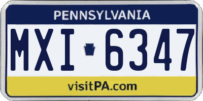 PA license plate MXI6347