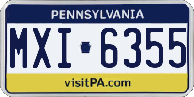 PA license plate MXI6355