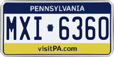 PA license plate MXI6360