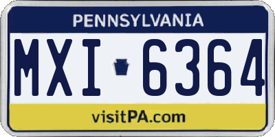 PA license plate MXI6364