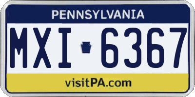 PA license plate MXI6367