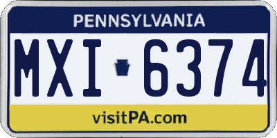 PA license plate MXI6374