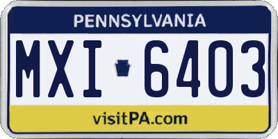 PA license plate MXI6403