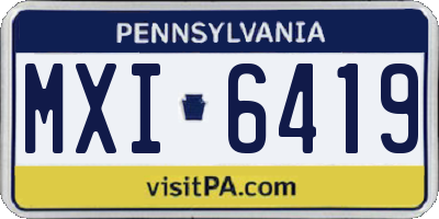 PA license plate MXI6419