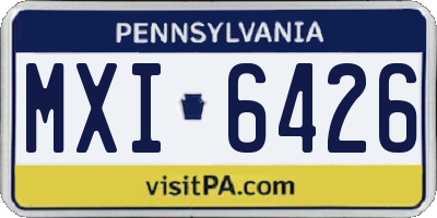 PA license plate MXI6426