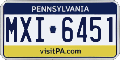 PA license plate MXI6451