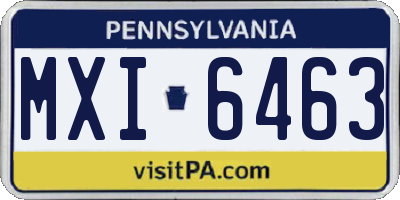 PA license plate MXI6463