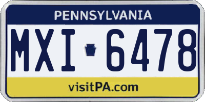 PA license plate MXI6478