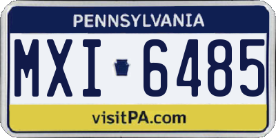 PA license plate MXI6485