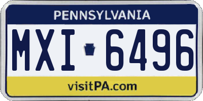 PA license plate MXI6496