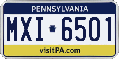 PA license plate MXI6501