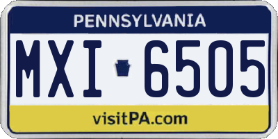 PA license plate MXI6505