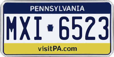 PA license plate MXI6523