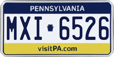 PA license plate MXI6526