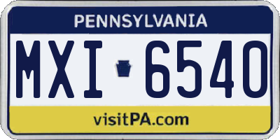 PA license plate MXI6540