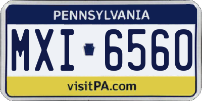 PA license plate MXI6560