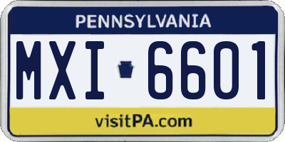PA license plate MXI6601