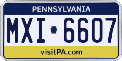 PA license plate MXI6607