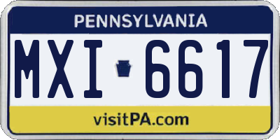 PA license plate MXI6617