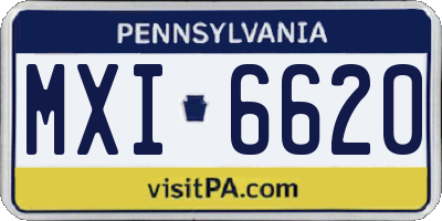 PA license plate MXI6620