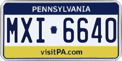 PA license plate MXI6640