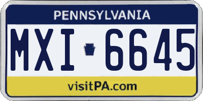 PA license plate MXI6645