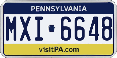 PA license plate MXI6648