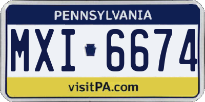 PA license plate MXI6674