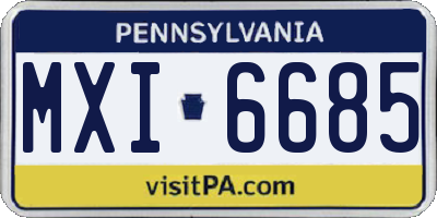 PA license plate MXI6685