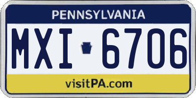 PA license plate MXI6706