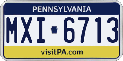PA license plate MXI6713