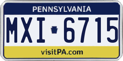PA license plate MXI6715