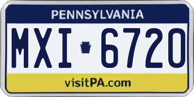PA license plate MXI6720