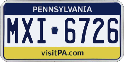 PA license plate MXI6726