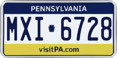PA license plate MXI6728