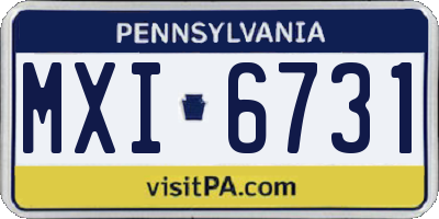 PA license plate MXI6731