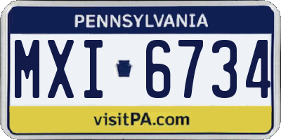 PA license plate MXI6734