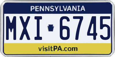 PA license plate MXI6745