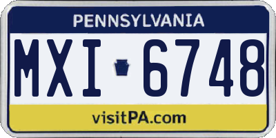 PA license plate MXI6748