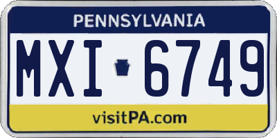PA license plate MXI6749