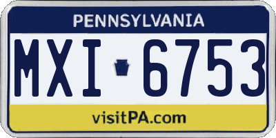 PA license plate MXI6753