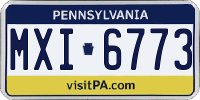 PA license plate MXI6773