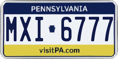 PA license plate MXI6777