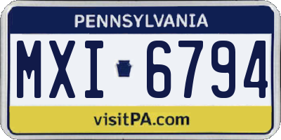 PA license plate MXI6794