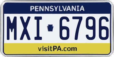 PA license plate MXI6796