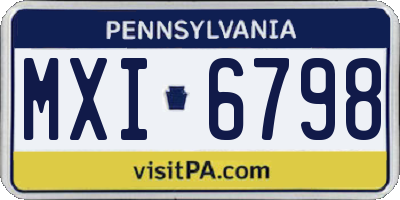 PA license plate MXI6798