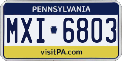 PA license plate MXI6803