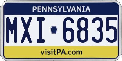 PA license plate MXI6835