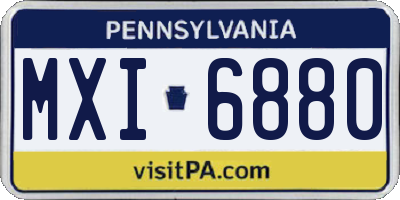 PA license plate MXI6880