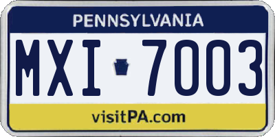 PA license plate MXI7003